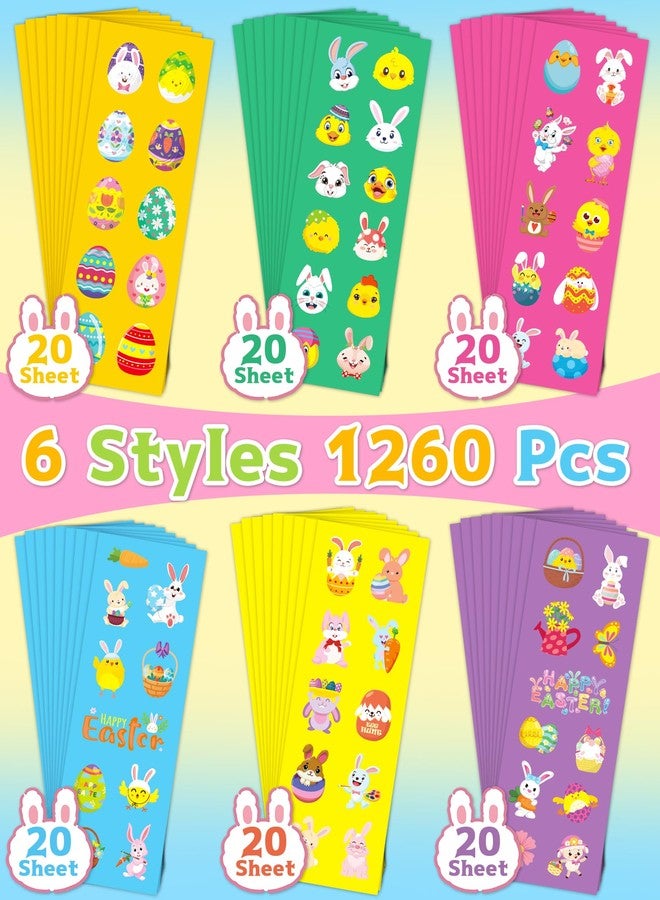 Oomloid 1260 PCS Easter Stickers for Kids, 100 Sheets Egg Decorating Fillers Bunny Stickers, Party Favors Activities Crafts Gifts Toddlers Easter Basket Stuffers for Kids Boys Girls Goodie Bags - Image 4